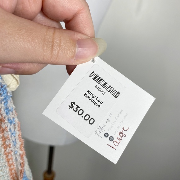 NWT 143 Story by Line Up Open Knit Striped Tank Sz. L - Picture 6 of 12